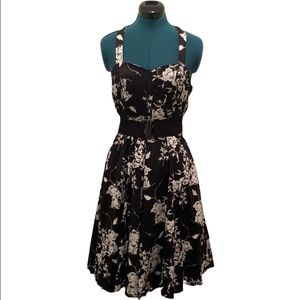 Hearts & Roses Floral Vintage 50's Style Halter Dress - EUC